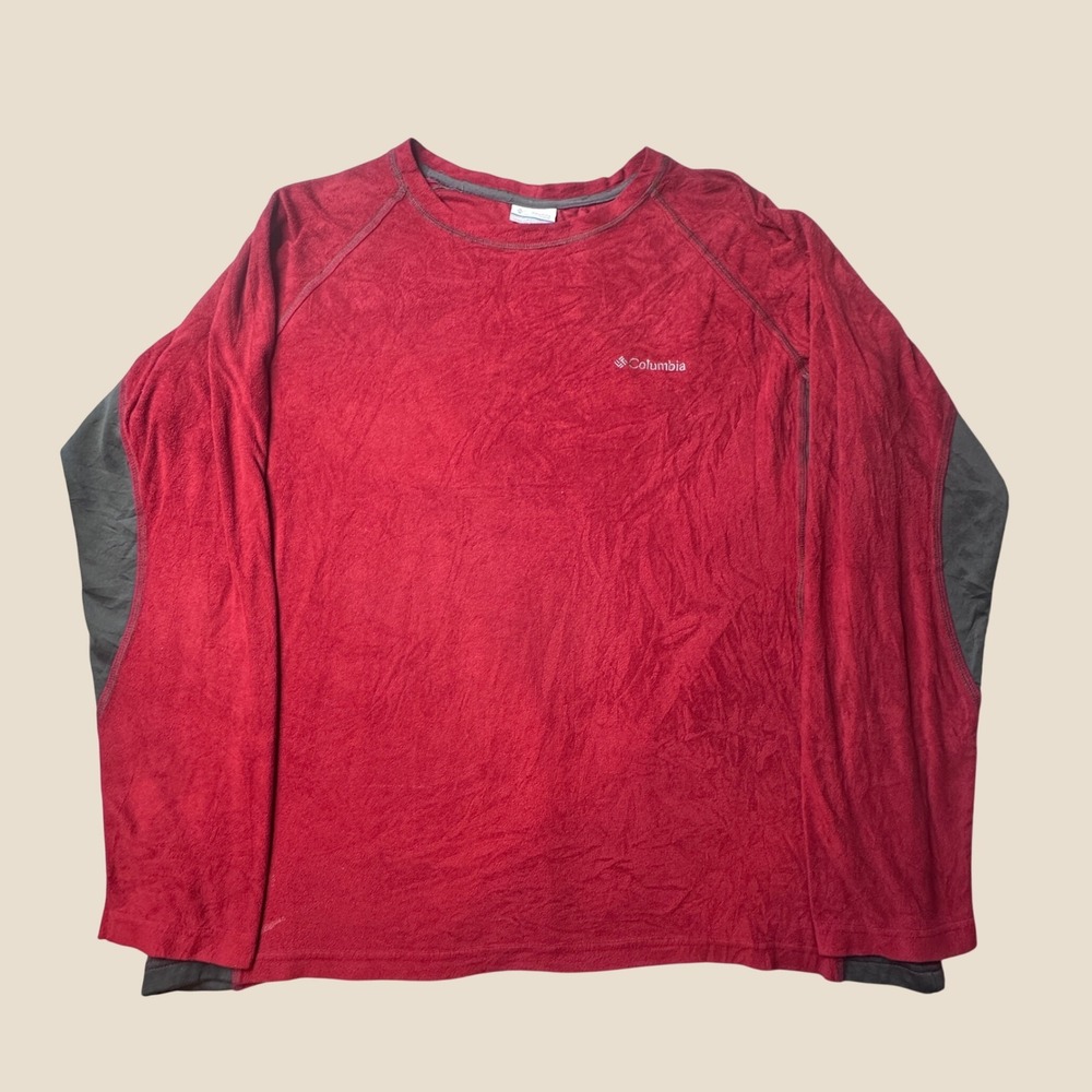 Columbia Pullover Mens XL XM6437 Red Charcoal Microfleece Long Sleeve Top